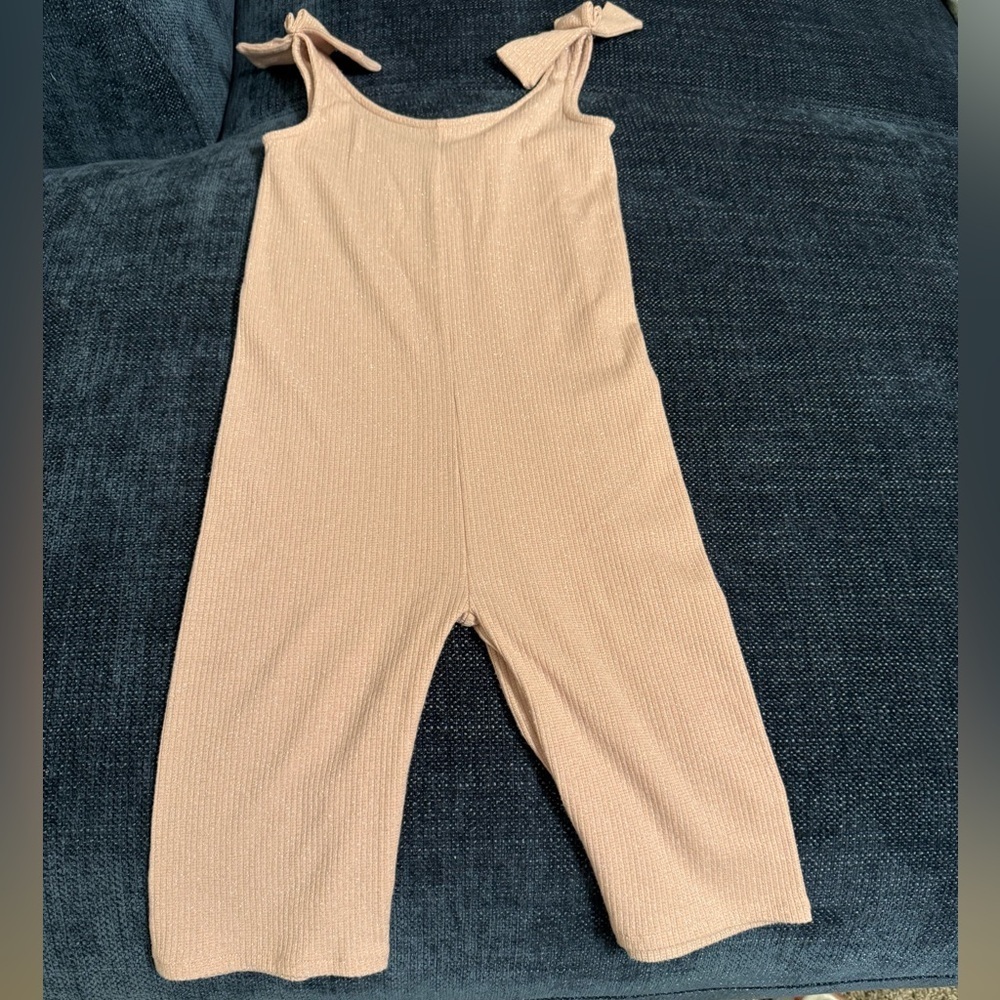 Zara Girls Size 3/4 Pink Ribbed Sleeveless Jumpsuit